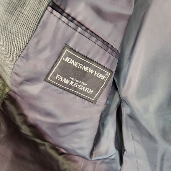 Jones New York Mens Suit Jacket Golden Twist Imported Fabric 100% Pure Wool Gray - Picture 4 of 12